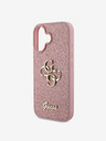 Guess Guess PU Fixed Glitter 4G Metall Logo Back Cover für iPhone 16 Pink