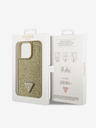 Guess Guess Strasssteinchen Dreieck Metall Logo Hülle für iPhone 15 Pro Gold