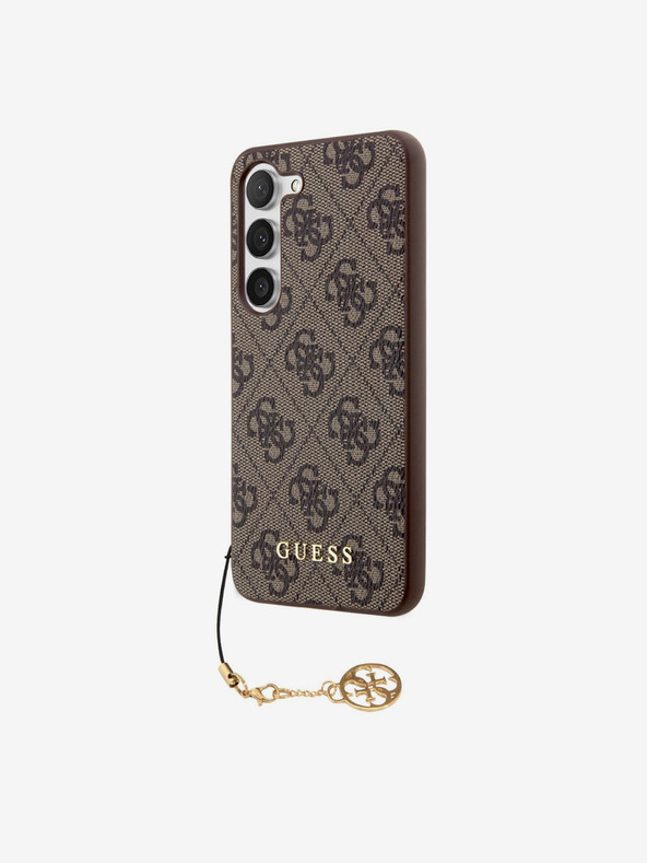 Guess Guess 4G Charm Back Cover für Samsung Galaxy S23 Braun