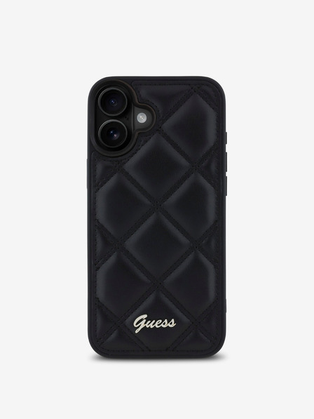 Guess Guess PU Leather Quilted Back Cover für iPhone 16 Plus Schwarz