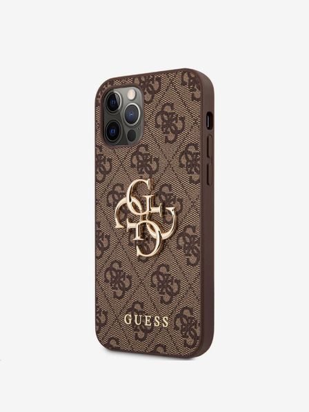 Guess Guess PU 4G Metall-Logo-Hülle für iPhone 12/12 Pro Braun
