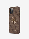 Guess Guess PU 4G Metall-Logo-Hülle für iPhone 12/12 Pro Braun