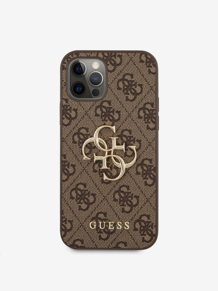 Guess Guess PU 4G Metall-Logo-Hülle für iPhone 12/12 Pro Braun