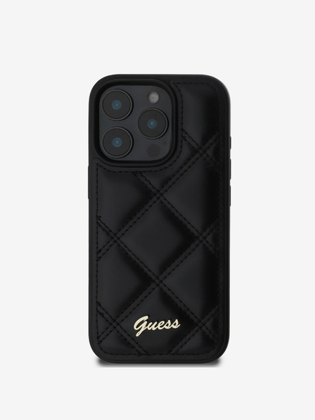 Guess Guess PU-Leder gesteppte Rückseite für iPhone 16 Pro Max Schwarz