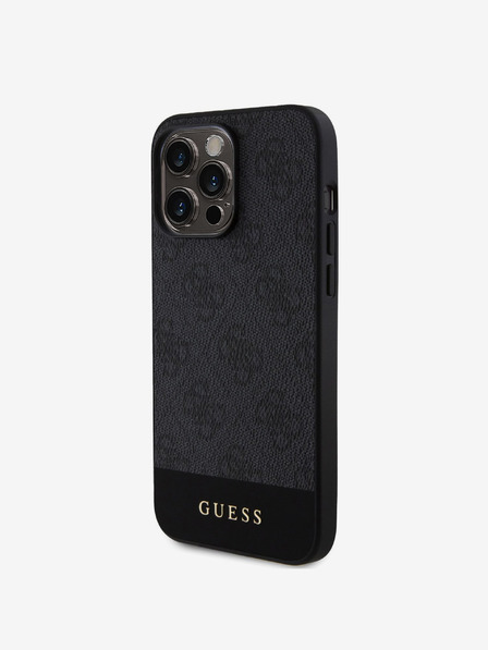 Guess Guess PU 4G Stripe MagSafe Back Cover für iPhone 15 Pro Schwarz