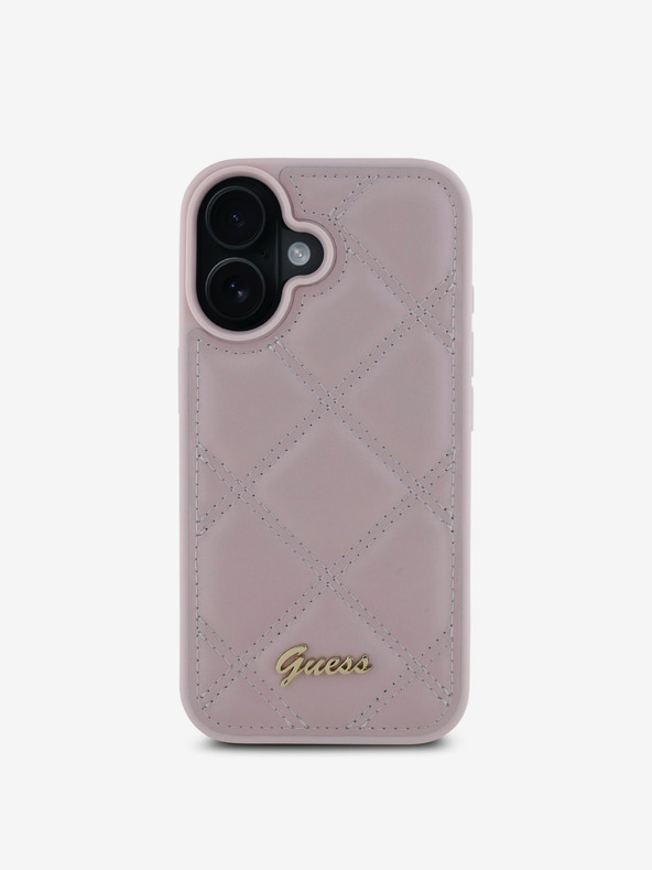 Guess Guess PU-Leder gesteppte Rückseite für iPhone 16 Pink