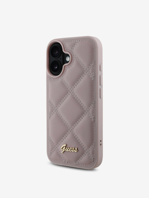 Guess Guess PU-Leder gesteppte Rückseite für iPhone 16 Pink