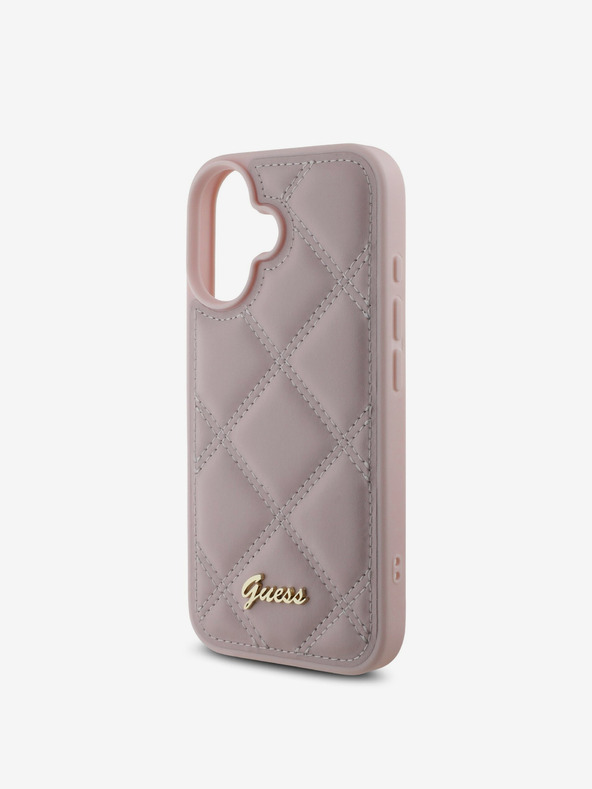Guess Guess PU-Leder gesteppte Rückseite für iPhone 16 Pink
