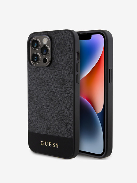 Guess Guess PU 4G Stripe MagSafe Back Cover für iPhone 15 Pro Max Schwarz