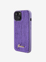 Guess Guess Pailletten-Skript-Logo-Rückseite für iPhone 15 Plus Violett