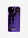 Guess Guess Pailletten-Skript-Logo-Rückseite für iPhone 15 Plus Violett