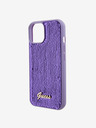 Guess Guess Pailletten-Skript-Logo-Rückseite für iPhone 15 Plus Violett