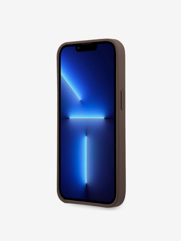 Guess PU 4G Metall Logo Rückseite für iPhone 14 Pro Brown Handyhülle