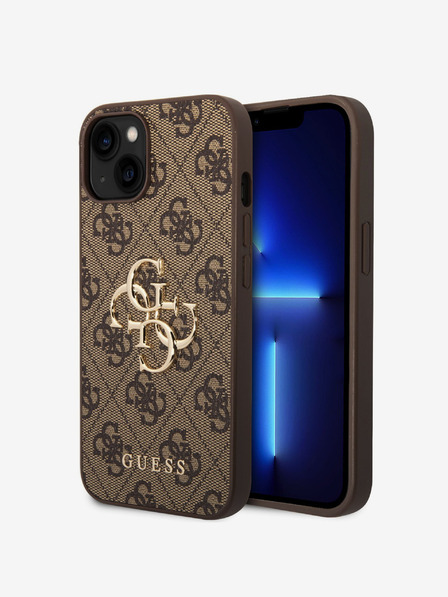 Guess Guess PU 4G Metall-Logo Schutzhülle für iPhone 15 Braun