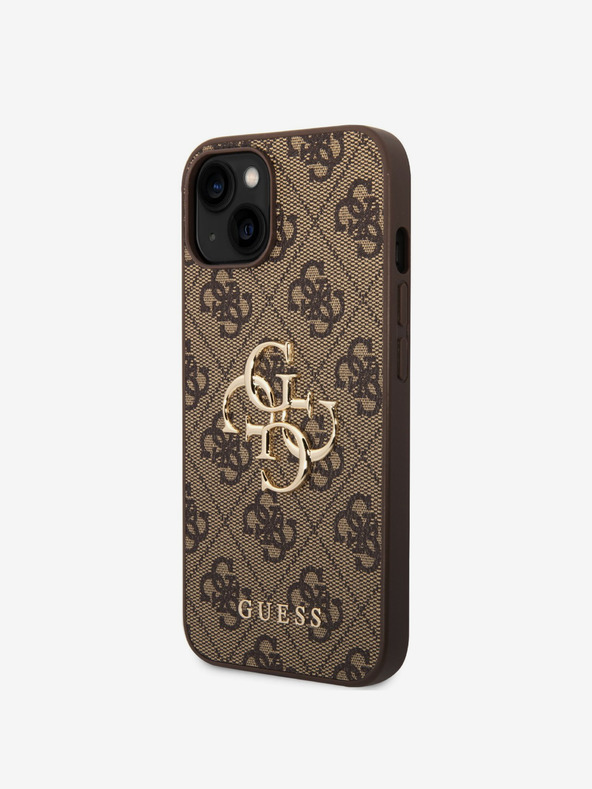 Guess Guess PU 4G Metall-Logo Schutzhülle für iPhone 15 Braun