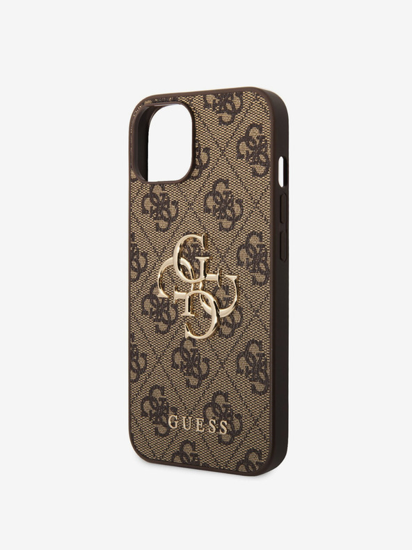 Guess Guess PU 4G Metall-Logo Schutzhülle für iPhone 15 Braun