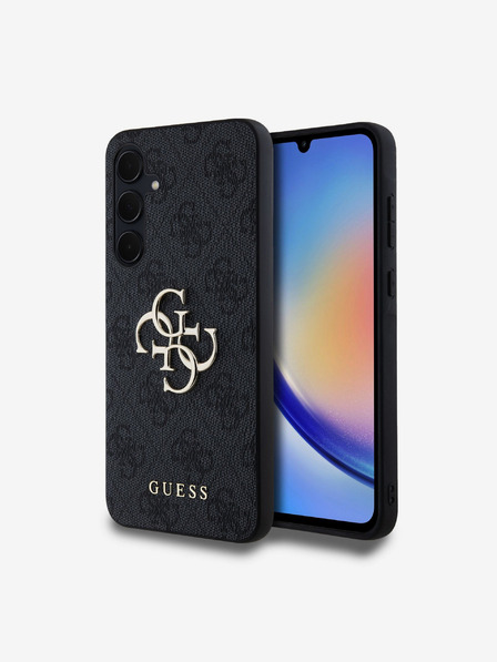 Guess Guess PU 4G Metall-Logo-Rückseite für Samsung Galaxy A35 5G Grau