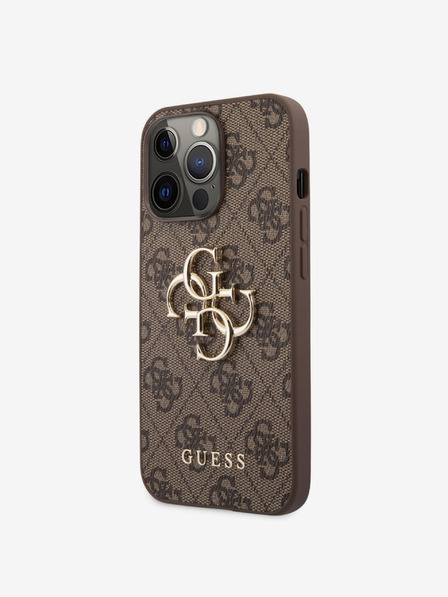 Guess Guess PU 4G Metall-Logo-Rückseite für iPhone 13 Pro Max Braun