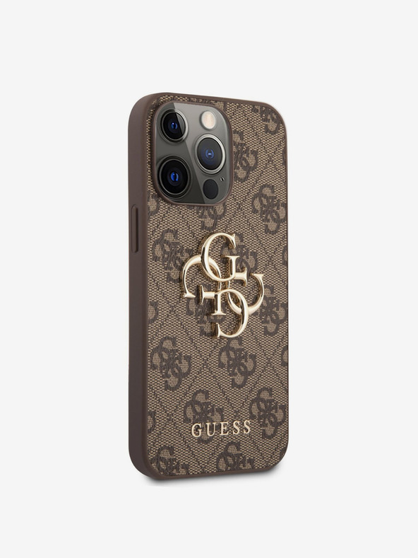 Guess Guess PU 4G Metall-Logo-Rückseite für iPhone 13 Pro Max Braun