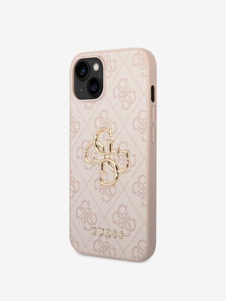 Guess Guess PU 4G Metall-Logo-Rückseite für iPhone 14 Pink