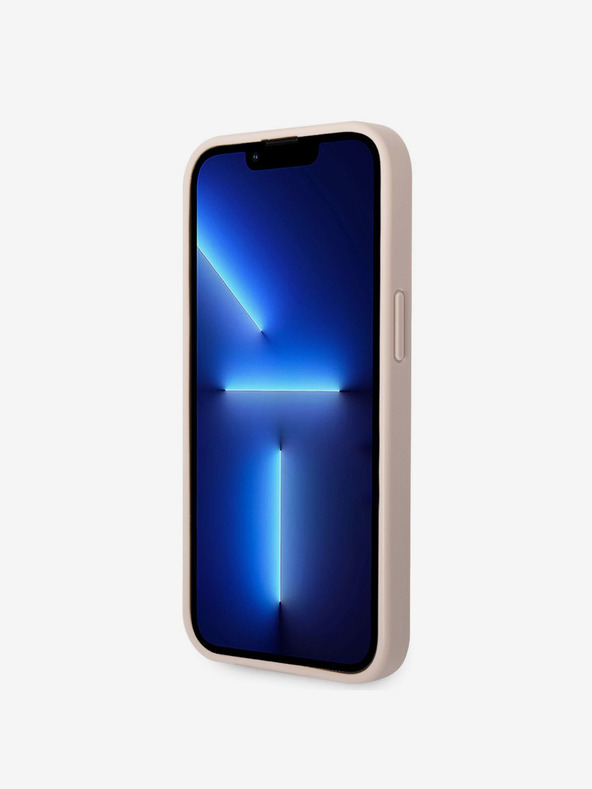 Guess Guess PU 4G Metall-Logo-Rückseite für iPhone 14 Pink