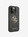 Guess Guess PU 4G Metall-Logo-Rückseite für iPhone 15 Pro Grau