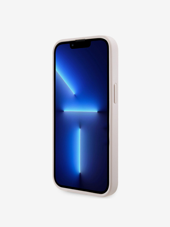 Guess Guess PU 4G Strass Dreieck Metall Logo Schutzhülle für iPhone 15 Pink