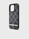DKNY PU Leder Checkered Pattern und Stripe Back Cover für iPhone 12/12 Pro Schwarz DKNY