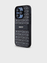 DKNY Tonal gestreiftes PU-Leder-Rückcover für iPhone 15 Pro Schwarz DKNY