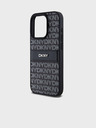 DKNY Tonal gestreiftes PU-Leder-Rückcover für iPhone 15 Pro Schwarz DKNY