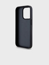 DKNY Tonal gestreiftes PU-Leder-Rückcover für iPhone 15 Pro Schwarz DKNY