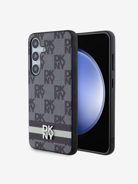 DKNY PU Leder Karomuster und Streifen Rückseitenschutz für Samsung Galaxy S24 Schwarz DKNY