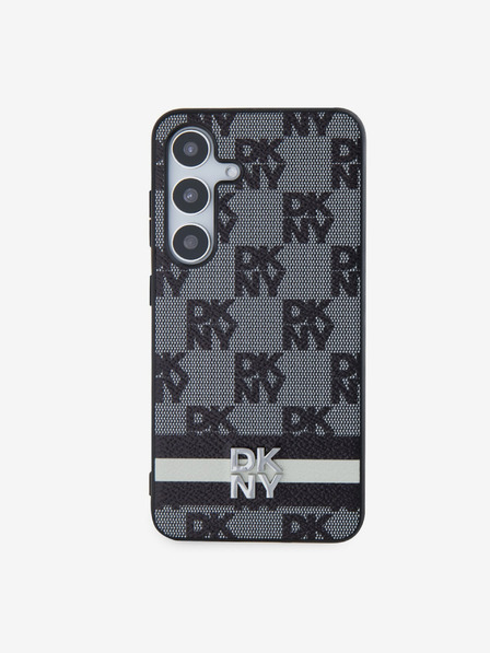 DKNY PU Leder Karomuster und Streifen Rückseitenschutz für Samsung Galaxy S24 Schwarz DKNY