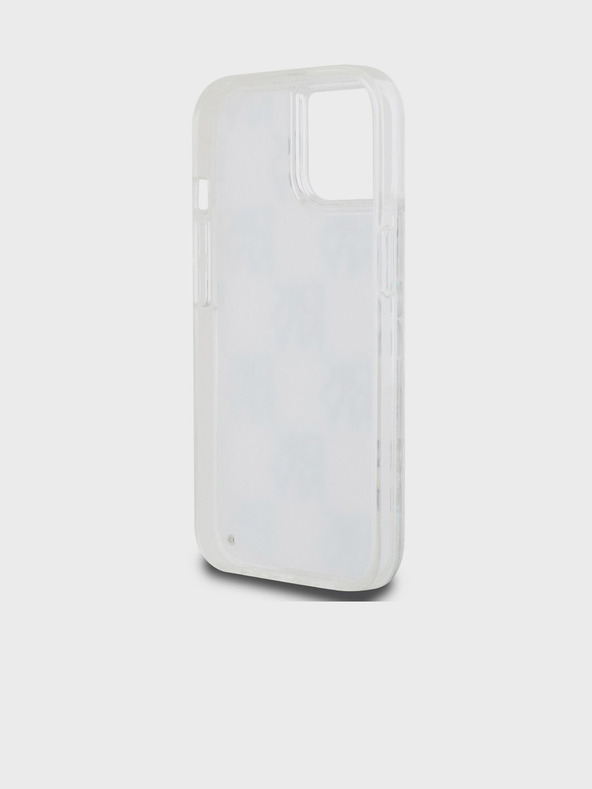 DKNY Liquid Glitter Checkered Pattern Back Cover für iPhone 15 Transparent DKNY