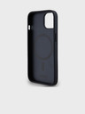 DKNY PU Leder Wiederholungsmuster Stack Logo Magsafe Back Cover für iPhone 15 Schwarz DKNY