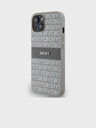DKNY PU Leder mit tonalem Streifenmuster und Wiederholungsmuster für iPhone 14 Beige DKNY