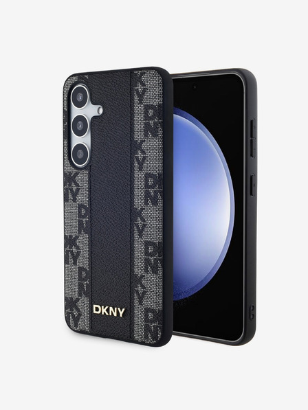 DKNY PU Leder Schachbrettmuster Magsafe Rückseite für Samsung Galaxy S24 Schwarz DKNY