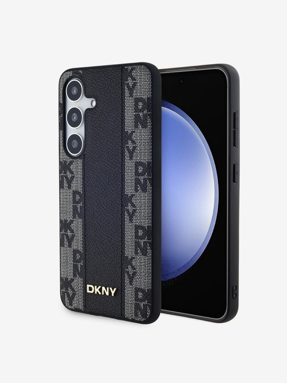 DKNY PU Leder Schachbrettmuster Magsafe Rückseite für Samsung Galaxy S24 Schwarz DKNY