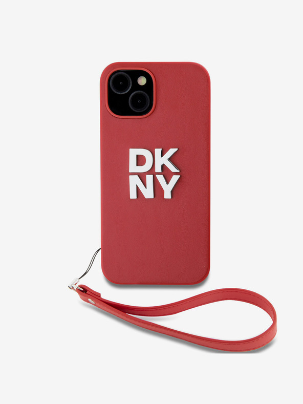 DKNY PU Leder Stack Logo Handgelenkschlaufe Schutzhülle für iPhone 13 Rot DKNY