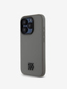 DKNY PU Leder Stack Logo Magsafe Schutzhülle für iPhone 15 Pro Max Grau DKNY