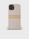 DKNY Rückseite für iPhone 14 Pink DKNY PU-Leder mit Tonal Stripe Rapportmuster