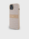 DKNY Rückseite für iPhone 14 Pink DKNY PU-Leder mit Tonal Stripe Rapportmuster