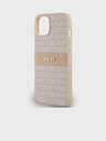 DKNY Rückseite für iPhone 14 Pink DKNY PU-Leder mit Tonal Stripe Rapportmuster