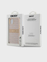 DKNY Rückseite für iPhone 14 Pink DKNY PU-Leder mit Tonal Stripe Rapportmuster
