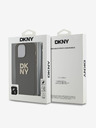 DKNY PU Leather Stack Logo Wrist Strap Back Cover für iPhone 14 Pro Braun DKNY