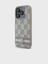 DKNY Rückseite aus PU-Leder mit Karomuster und Streifen für das iPhone 14 Pro Max Beige DKNY