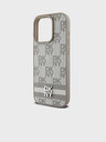 DKNY Rückseite aus PU-Leder mit Karomuster und Streifen für das iPhone 14 Pro Max Beige DKNY