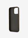 DKNY PU Leather Stack Logo Wrist Strap Back Cover für iPhone 15 Pro Braun DKNY