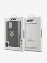 DKNY PU Leather Stack Logo Wrist Strap Back Cover für iPhone 15 Pro Braun DKNY