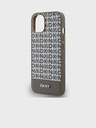 DKNY PU Leather Repeat Pattern Bottom Stripe MagSafe Back Cover for iPhone 15 Brown DKNY